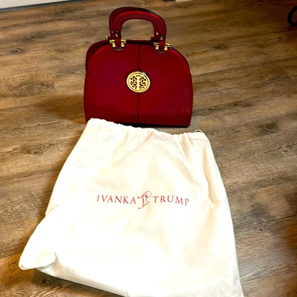 EUC Red Patent leather gold accent Ivanka Trump hand bag - Picture 1 of 12